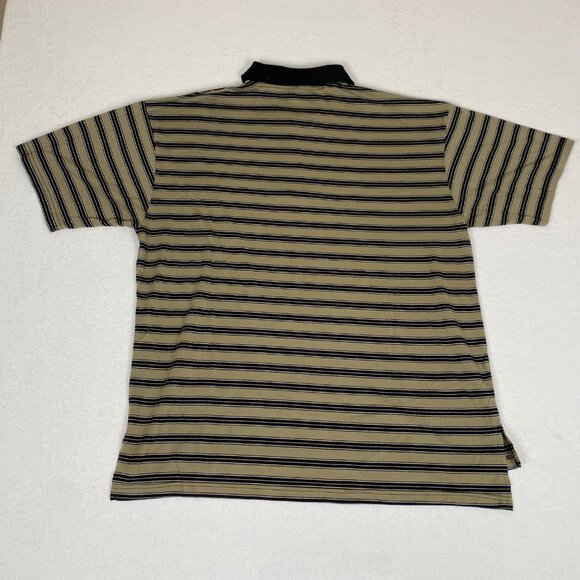 Vintage Y2K Chesterfield Tan Brown Black Striped Lightweight Polo Shirt XL - Picture 5 of 6